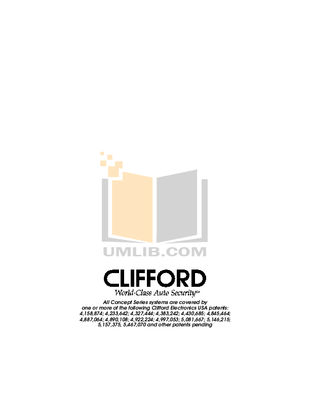 PDF manual for DEI Other Clifford Concept 50x Car Alarms